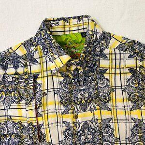 Robert Graham Silk Road Men's Large Floral Geometric Button Front Shirt